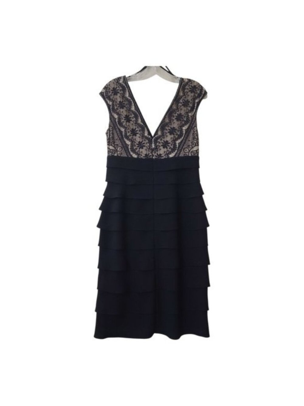 Black Tiered Lace V-Neck Cocktail Dress 6